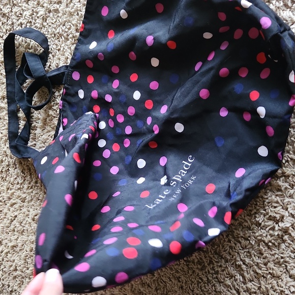 Kate Spade black with multi-colored polka dots large fabric shopping tote bag - Picture 8 of 9